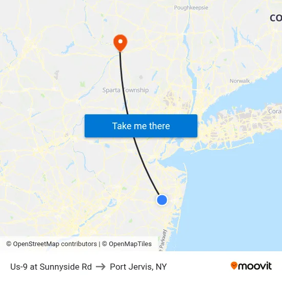 Us-9 at Sunnyside Rd to Port Jervis, NY map