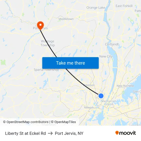 Liberty St at Eckel Rd to Port Jervis, NY map