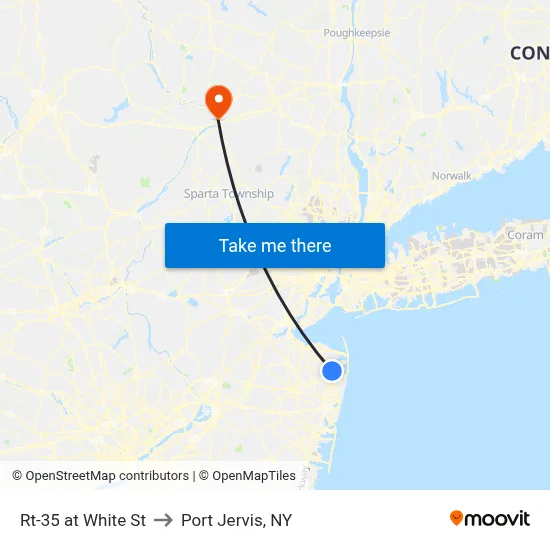 Rt-35 at White St to Port Jervis, NY map