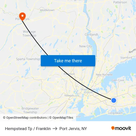 Hempstead Tp / Franklin to Port Jervis, NY map