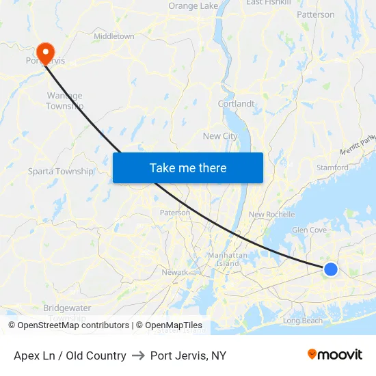 Apex Ln / Old Country to Port Jervis, NY map