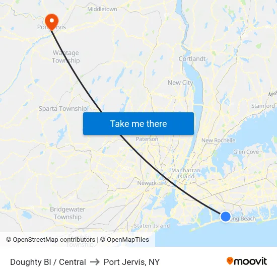 Doughty Bl / Central to Port Jervis, NY map