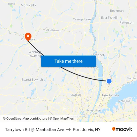 Tarrytown Rd @ Manhattan Ave to Port Jervis, NY map