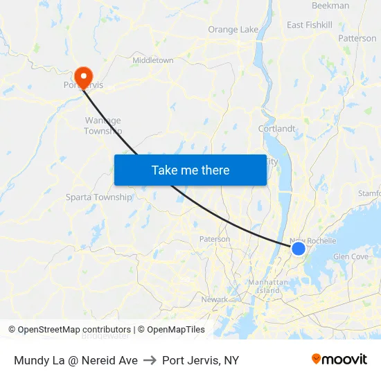 Mundy La @ Nereid Ave to Port Jervis, NY map