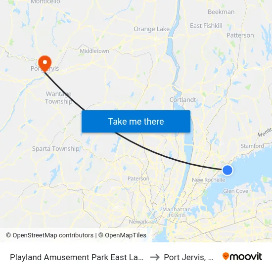 Playland Amusement Park East Lane to Port Jervis, NY map