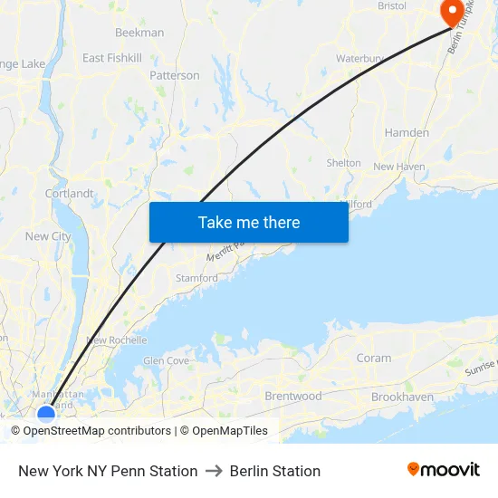 New York NY Penn Station to Berlin Station map