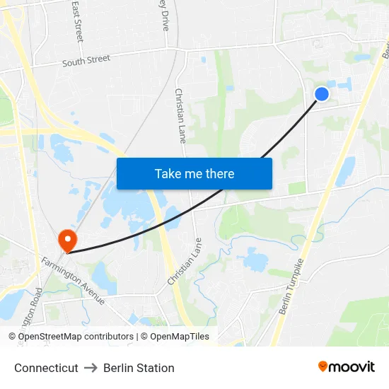 Connecticut to Berlin Station map