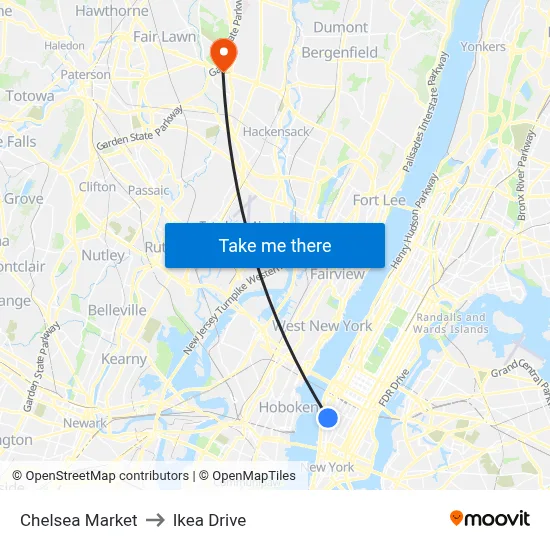 Chelsea Market to Ikea Drive map