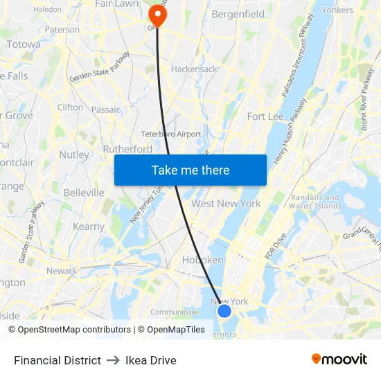 Financial District to Ikea Drive map