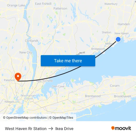 West Haven Rr Station to Ikea Drive map