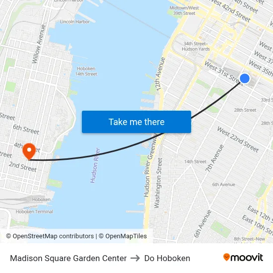 Madison Square Garden Center to Do Hoboken map