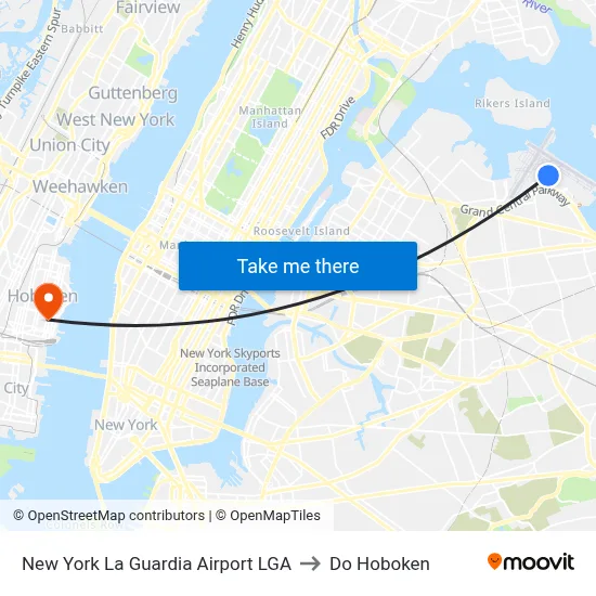 New York La Guardia Airport LGA to Do Hoboken map