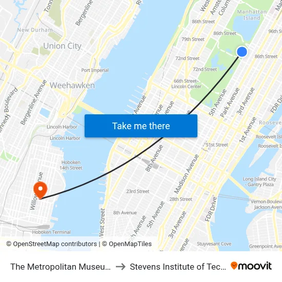 The Metropolitan Museum Of Art to Stevens Institute of Technology map
