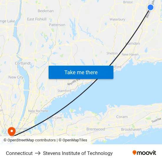 Connecticut to Stevens Institute of Technology map