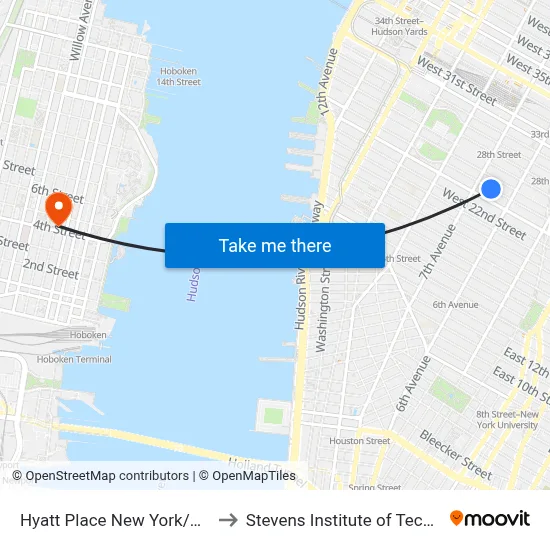 Hyatt Place New York/Chelsea to Stevens Institute of Technology map