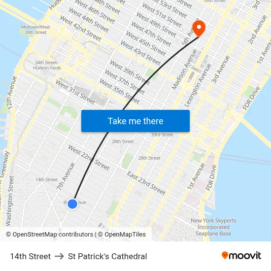 14th Street to St Patrick's Cathedral map
