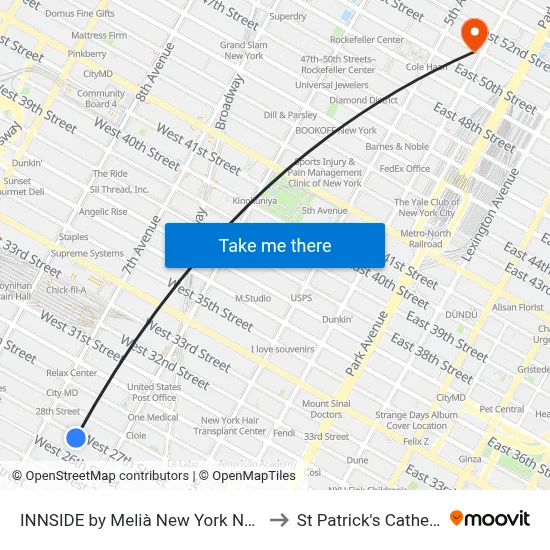 INNSIDE by Melià New York Nomad to St Patrick's Cathedral map
