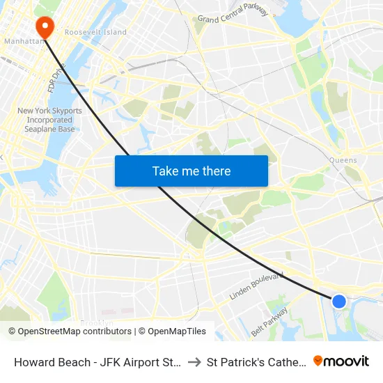 Howard Beach - JFK Airport Station to St Patrick's Cathedral map