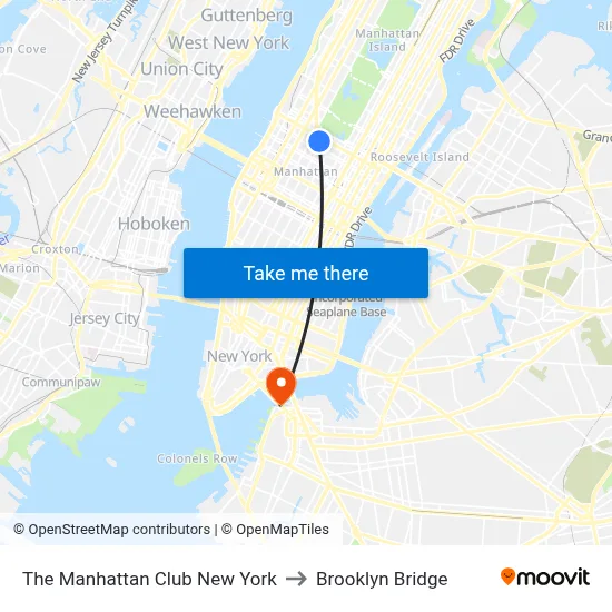 The Manhattan Club New York to Brooklyn Bridge map