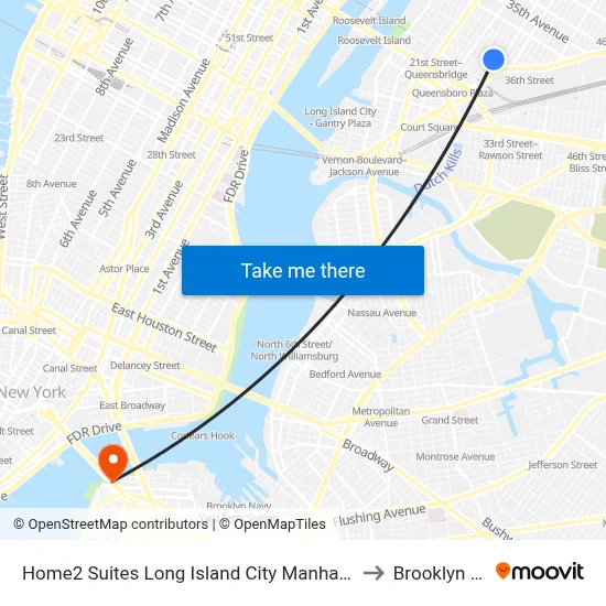 Home2 Suites Long Island City Manhattan View Queens to Brooklyn Bridge map