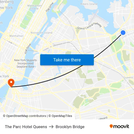 The Parc Hotel Queens to Brooklyn Bridge map
