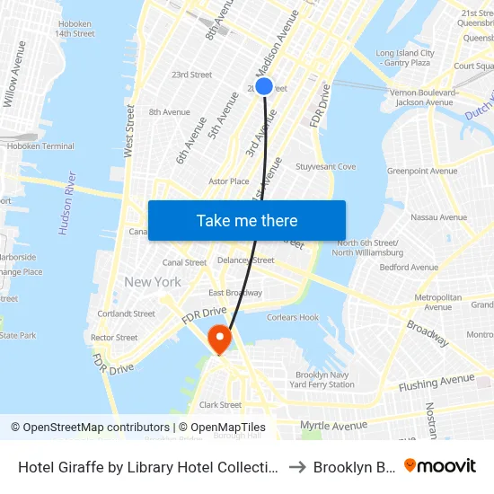 Hotel Giraffe by Library Hotel Collection New York to Brooklyn Bridge map