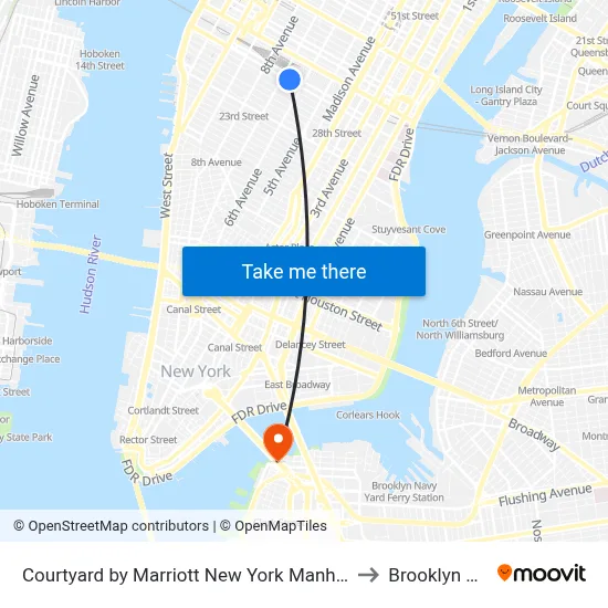 Courtyard by Marriott New York Manhattan Chelsea to Brooklyn Bridge map
