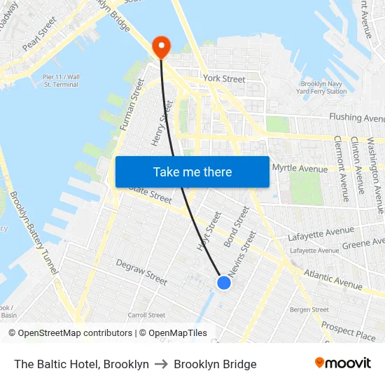 The Baltic Hotel, Brooklyn to Brooklyn Bridge map