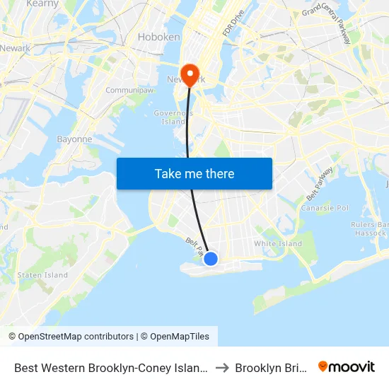 Best Western Brooklyn-Coney Island Inn to Brooklyn Bridge map
