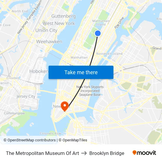 The Metropolitan Museum Of Art to Brooklyn Bridge map