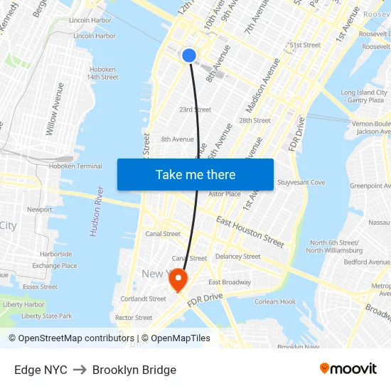 Edge NYC to Brooklyn Bridge map