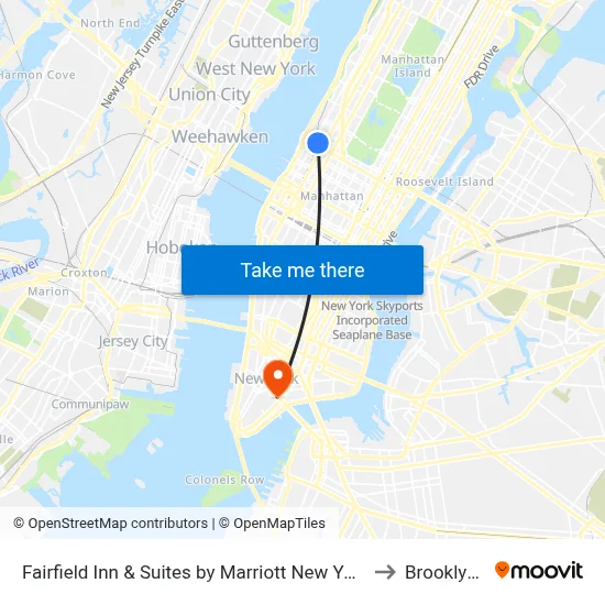 Fairfield Inn & Suites by Marriott New York Manhattan/Central Park to Brooklyn Bridge map