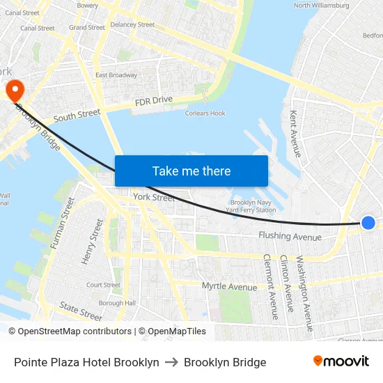 Pointe Plaza Hotel Brooklyn to Brooklyn Bridge map