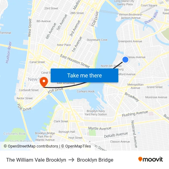 The William Vale Brooklyn to Brooklyn Bridge map