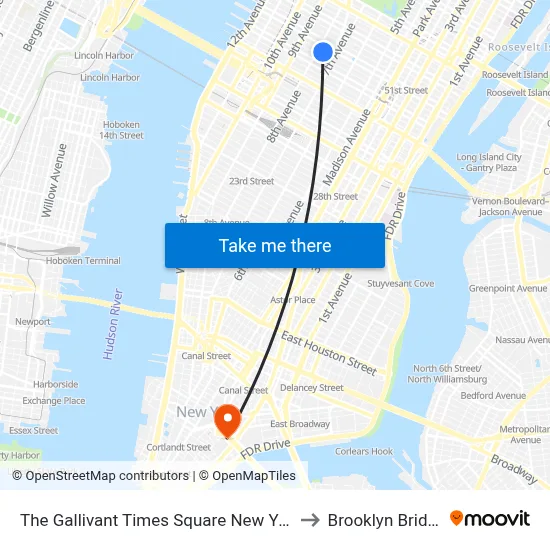 The Gallivant Times Square New York to Brooklyn Bridge map