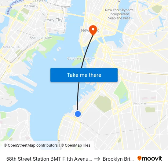 58th Street Station BMT Fifth Avenue Line to Brooklyn Bridge map