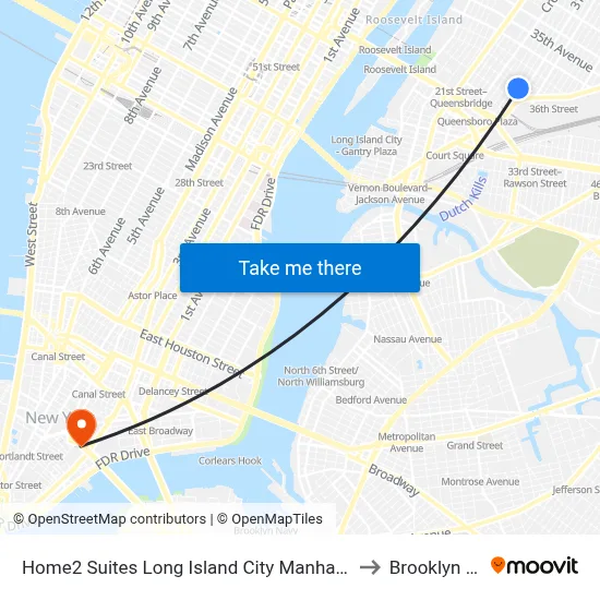 Home2 Suites Long Island City Manhattan View Queens to Brooklyn Bridge map