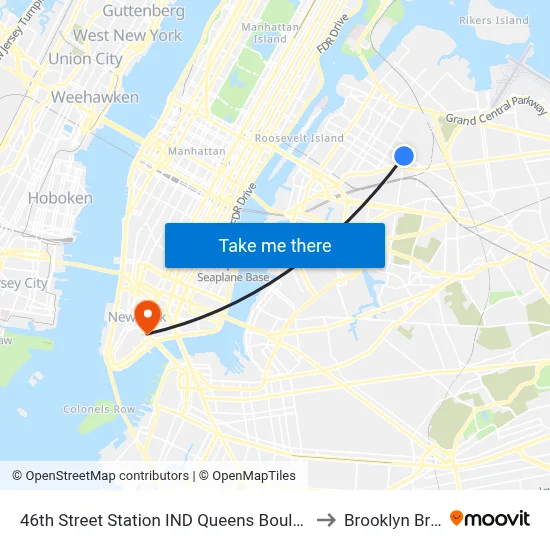 46th Street Station IND Queens Boulevard Line to Brooklyn Bridge map