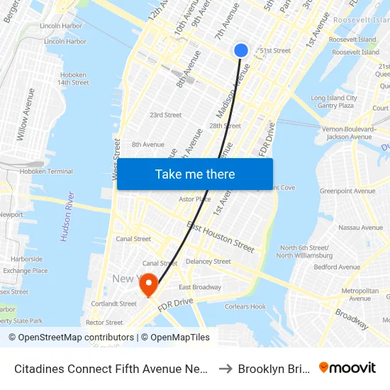 Citadines Connect Fifth Avenue New York to Brooklyn Bridge map