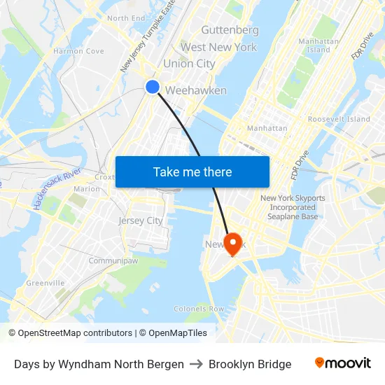Days by Wyndham North Bergen to Brooklyn Bridge map