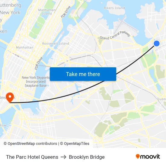 The Parc Hotel Queens to Brooklyn Bridge map