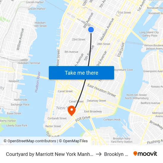 Courtyard by Marriott New York Manhattan Chelsea to Brooklyn Bridge map