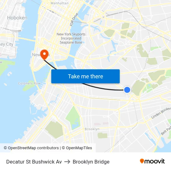Decatur St Bushwick Av to Brooklyn Bridge map