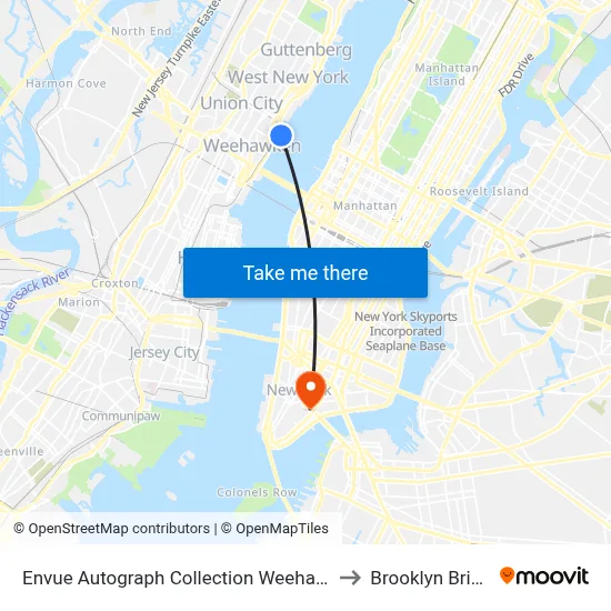 Envue Autograph Collection Weehawken to Brooklyn Bridge map