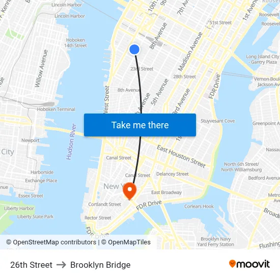 26th Street to Brooklyn Bridge map