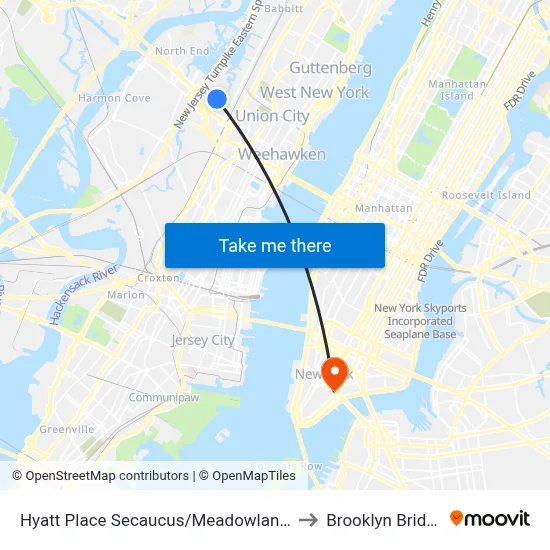 Hyatt Place Secaucus/Meadowlands to Brooklyn Bridge map