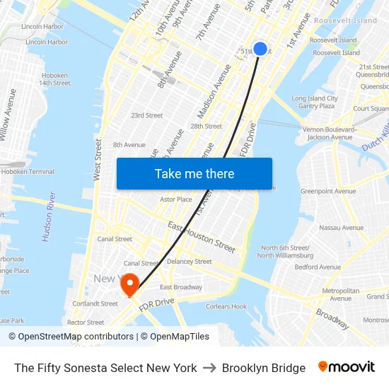 The Fifty Sonesta Select New York to Brooklyn Bridge map