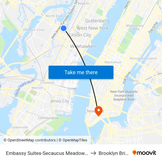 Embassy Suites-Secaucus Meadowlands to Brooklyn Bridge map