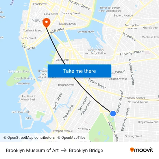 Brooklyn Museum of Art to Brooklyn Bridge map