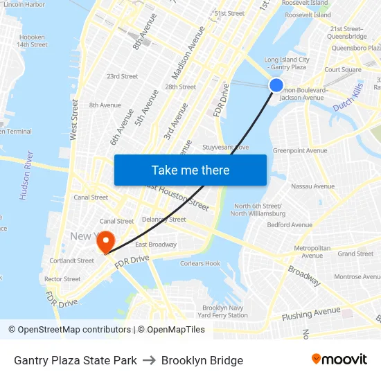 Gantry Plaza State Park to Brooklyn Bridge map